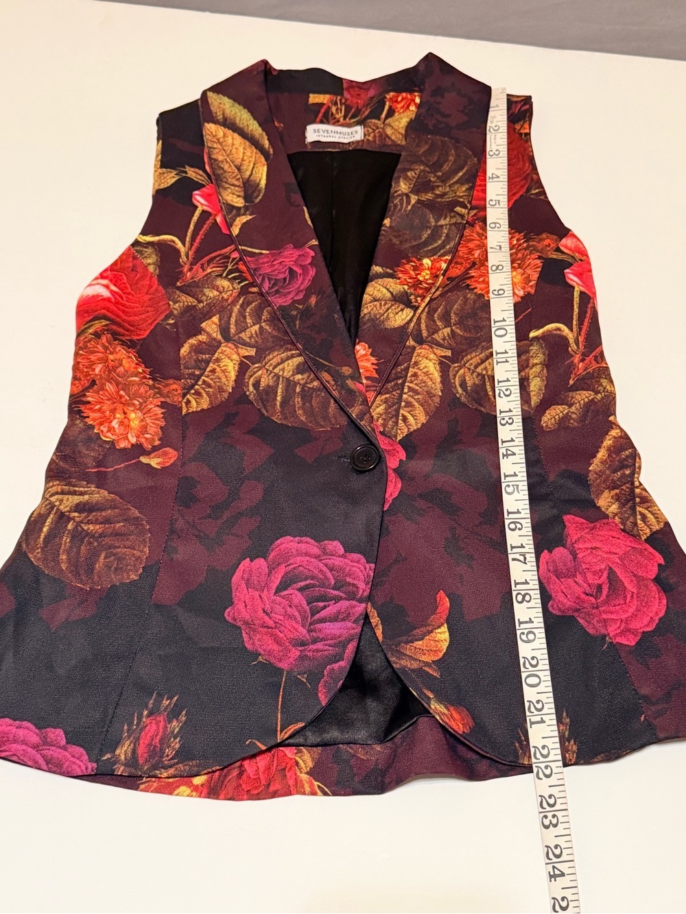 Seven Muses fitted floral print vest, haute couture Istambul Atelier, size XS - Picture 4 of 10